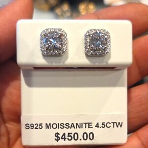 Moissanite Silver Stud Earrings